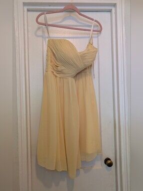 Bill Levkoff Strapless Pale Yellow Chiffon Dress